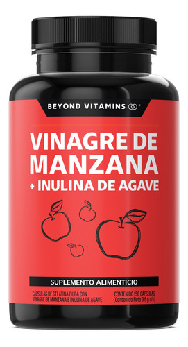 Vinagre De Manzana con Inulina de Agave - 150 Cápsulas De 600 Mg | Sin Saborizante | Suplemento Alimenticio - Vinagre de Manzana Capsulas