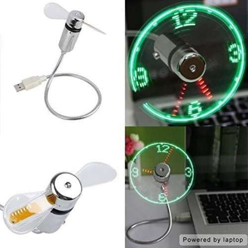 Mini Ventilador Usb Con Reloj Flexible Y Pantalla