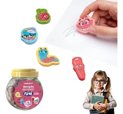 Borracha Com Aroma Personagens Fini Kit C/ 3 Un Sortido