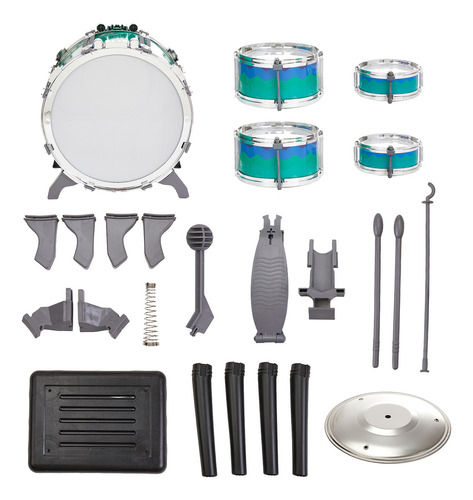 Batería Musical de Juguete Rovtop Toddler Drum Set Azul, Batería Niños Banco Baquetas Platillo Bombo Musicales Toygagade, 5 Tambor