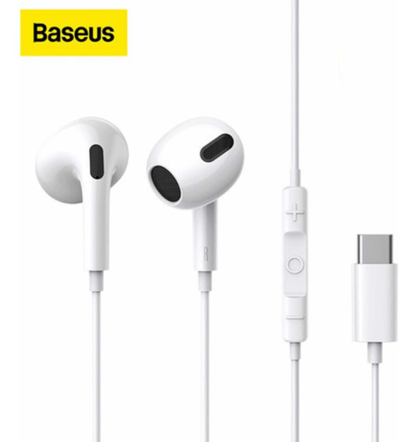 Audífonos Con Cable Baseus Tipo-c Con Micrófono Para Xiaom Color Blanco