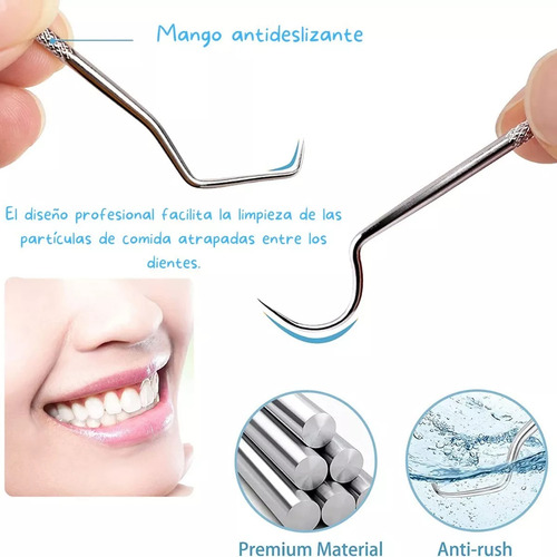 Kit 7 Pz Limpieza Dental Portátil Palillos Acero Reusables F