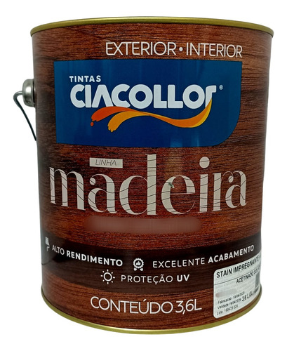 Stain Natural Acetinado Proteção Madeira Ciacollor 3,6 Lt