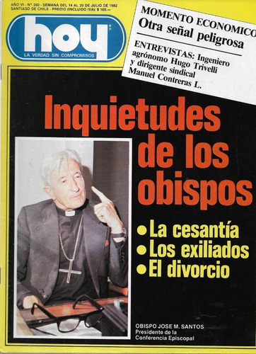 Revista Hoy 260 / 20 Julio 1982 / Obispo José Manuel Santos