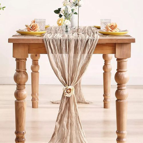2pzs Caminos De Mesa Gasa Elegante Boho Decoración Boda Color Agua Light Brown