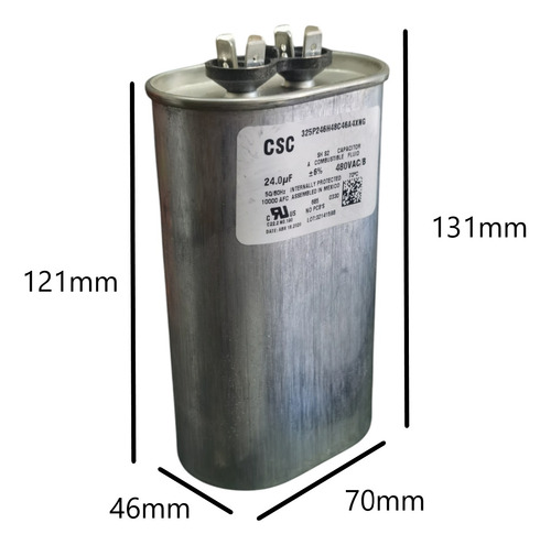 Capacitor Csc Ovalado 24uf +/-6% 480vac/b 325p246h48c46a4xng