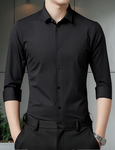 Camisa Elástica Antiarrugas Para Hombre, Camisas Camisas De