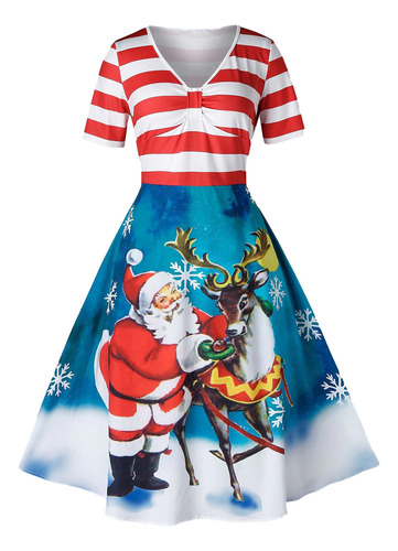 Papá Noel Rojo Fiery Para Mujer, Talla Grande, Diseño Vintag