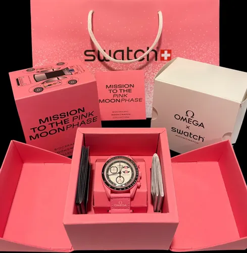 Relógio Swatch X Omega Moonswatch Mission To The Pink Moon