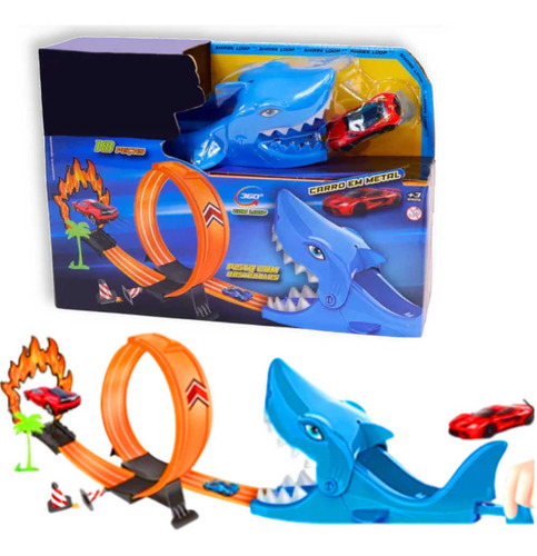 Pista Para Carrinhos Hot Wheels Tubarão Mais Carrinho Arena X