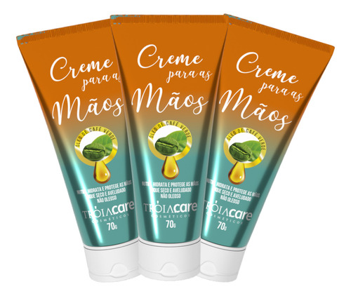  3 Unidades De Creme Para As Mãos Tróia Care 70g Tróia Hair Fragrância Suave