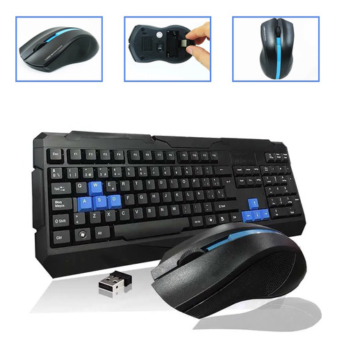 Kit De Teclado Y Mouse Inalambrico Gamer Usb Para Pc Laptop