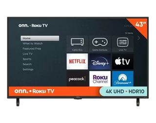 Pantalla Onn 100012584 43 PuLG Led 4k 2160p Roku Smart Tv