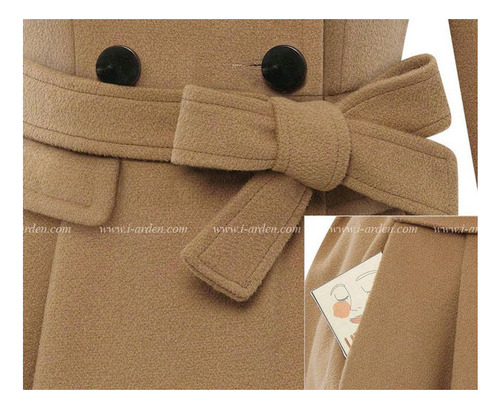 Gabardina Larga De Felpa Con Doble Botonadura Para Mujer