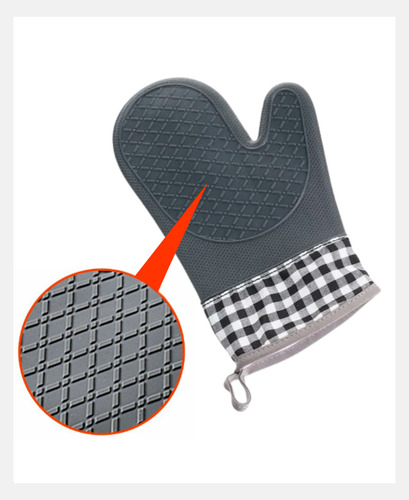 Guante Manopla Silicona Reforzada Horno Doble Capa Aislante Gris Oscuro