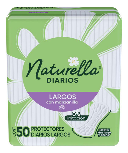 Pantiprotectores Naturella Diarios Largos con Manzanilla 50 Piezas