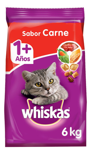 Whiskas Alimento Seco Para Gato Adulto Sabor Carne 6kg