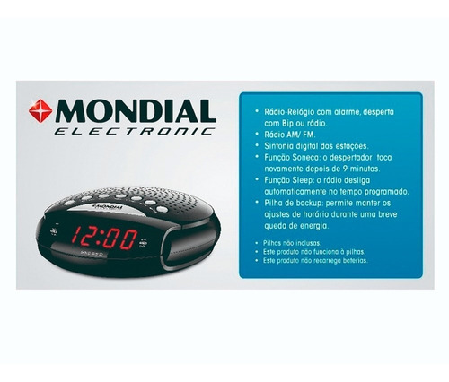 Rádio Relógio Com Despertador Am/fm Rr-03 Mondial Bivolt