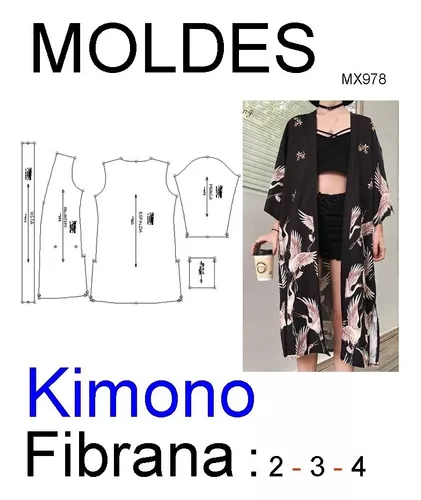 Recogiendo hojas Marcha mala Virus Moldes Patrones Kimono De Dama Para Tela Fibrana