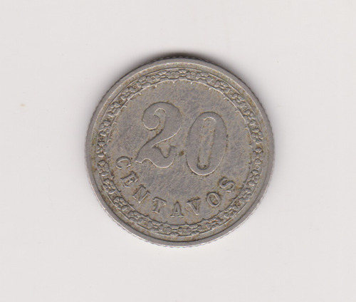 Moneda Paraguay 20 Centavos Año 1908 Muy Bueno +