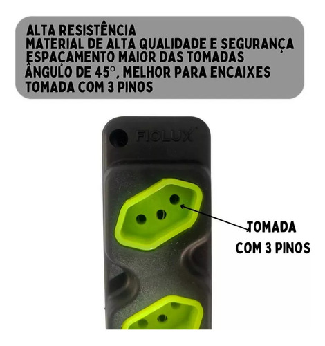 Tomada Barra C/ 2 Tomadas Dupla Robust 20a Resistente Fiolux
