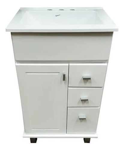 Vanitory 50 Cuadrado Boston Laqueado Marmolina Cajon Baño Mueble 3 Orificios