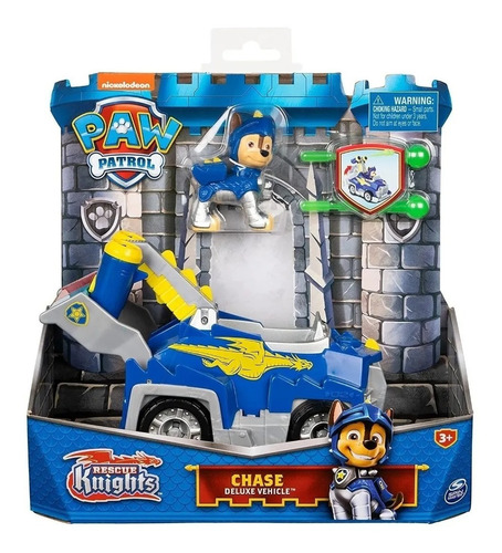 Paw Patrol Vehiculo Rescue Knights Deluxe Figura Chase 16776