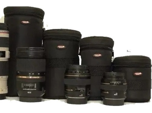 Capa Bolsa  P/ Lentes Objetivas Kit C/ 4 Canon Nikon Sigma E