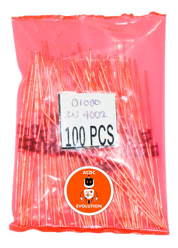 Diodo Rectificador 1n4002 100v 1a Bolsa X 100 Unidades