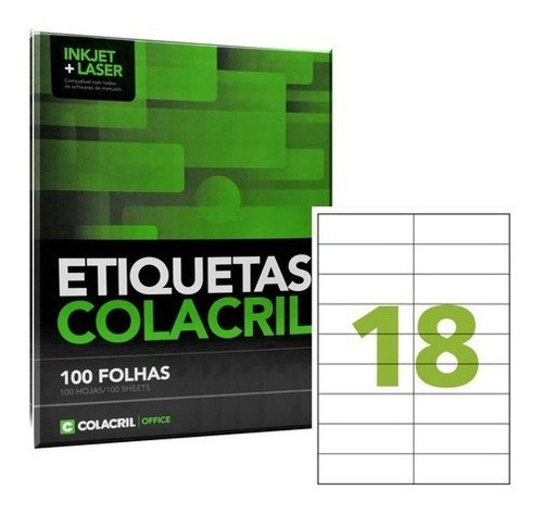 Etiqueta Colacril A4375 (105 X 33 Mm) - Cx C/ 100 Fls Cor Branco