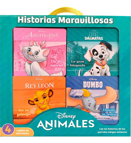 Libro Cuentos Disney Animales Acartonados 4 Tomos