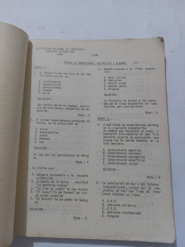 Libro Exámenes De Admisión Uni Goñi Galarza (Usado)