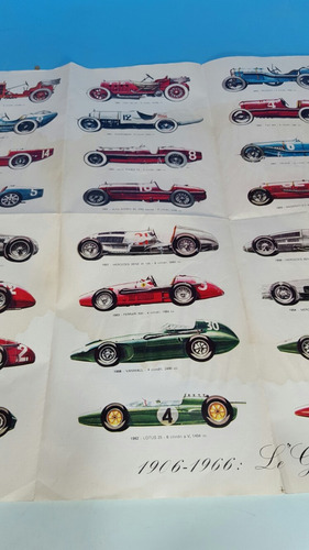 Antiguo Afiche Con Autos Grand Prix 1906- 1966