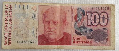 Billete De 100 Australes Argentina Serie D Sarmiento