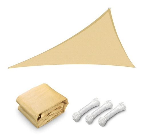 Imagen 2 de 5 de Toldo Vela Sombra Triangular 5 X 5 X 5 Mts Beige