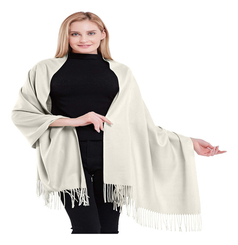 Ventilador Cj Cream 100% Chal Pashmina Bufanda Wrap Stele He