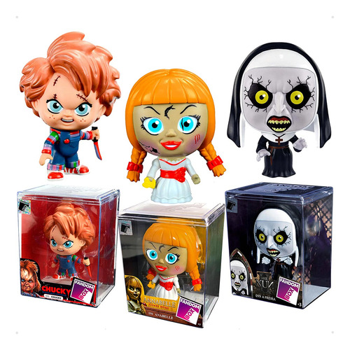 Coleção 3 Bonecos Terror Chucky Annabelle Freira Fandom Box