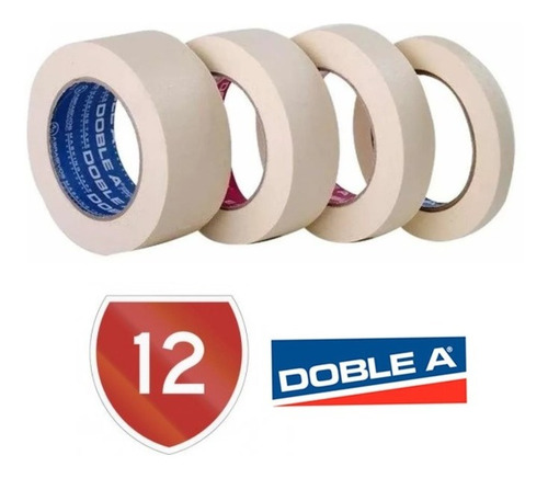 Imagen 1 de 4 de Rollo Cinta De Papel Enmascarar Pintor 12mm De Ancho Doble A