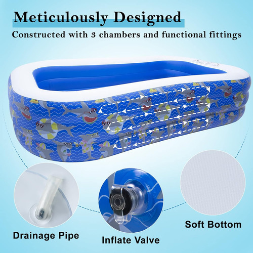 Piscina Inflable Para Niños, 96 X 56 X 22 Pulgadas, Piscina