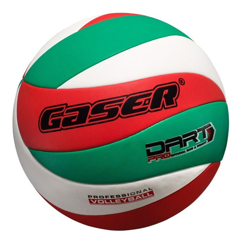 Balón Vóleibol Gaser Dart Pro Premium No.5 Piel Sintético Color Verde/Blanco/Rojo