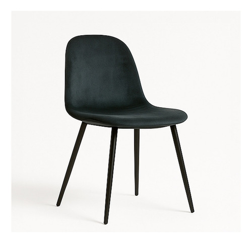 Sillas De Comedor Ballsellings Soho Pana, Set 4 Unidades Estructura de la silla Negro Asiento Gris oscuro Diseño de la tela Pana
