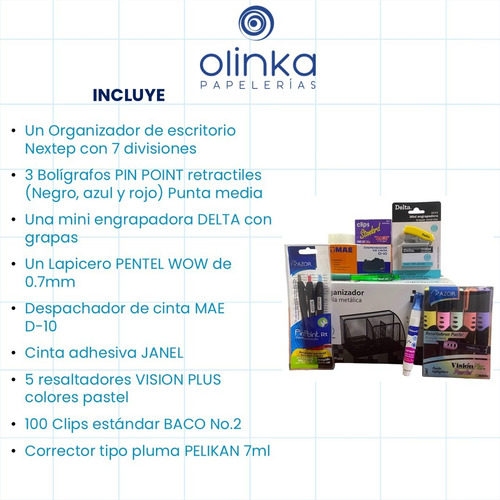 Organizador De Escritorio Set Artículos Incluidos Pin Point