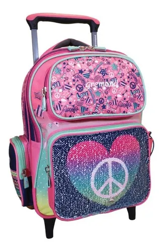 Mochila Gremond Con Escolar Nena Amor Paz Lentejuelas