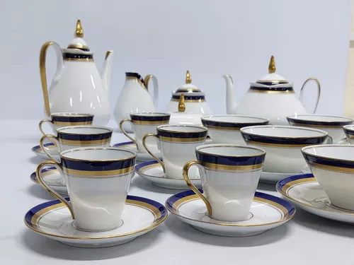 Jogo de Chá Porcelana Azul - Donna Coisinha Decor