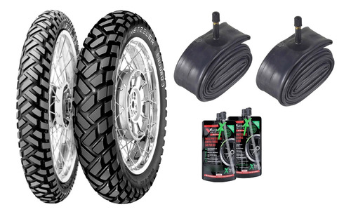 Pneu 90/90-21 + 120/80-18 Enduro 3 Metzeler +camara + Vacina