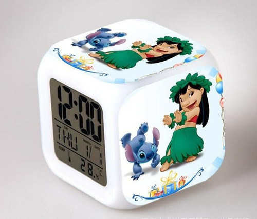 Reloj Despertador Cubo Lilo Y Stitch Animado 