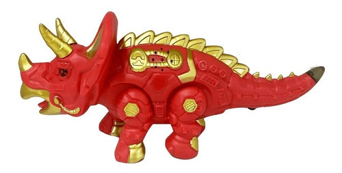 Personagem vermelha do dinossauro Triceratops anda com luz e som