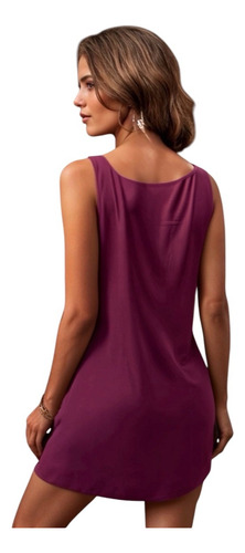 Vestido Casual Básico Corto Cuello Redondo Sin Mangas #224