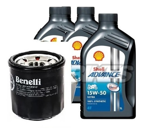 Kit Filtro Aceite Shell Sintetico 15w50 Benelli 300 302