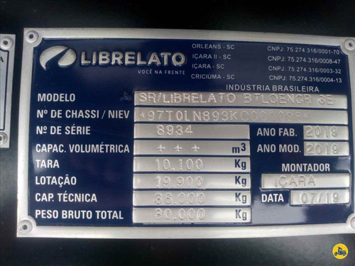 Sider Librelato 2020 14,80 Mts 2,88 Mts Alt 28 Plts S Pneus